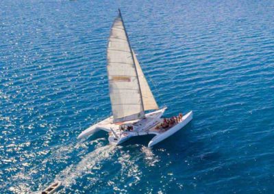 Avatar Whitsundays Tour departing Airlie Beach while sailing